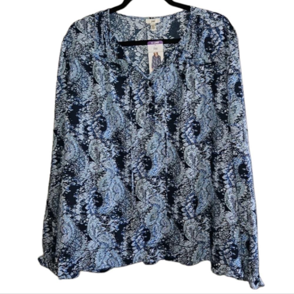 NWT! XXL Joie Peasant Top 2XLarge Paisley Blue Boho Long Sleeve Shirt Blouse NEW